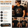 Retro Halloween Ghost Pumpkin Cat Shirt – Vintage Trick or Treat Graphic Tee for Women & Men