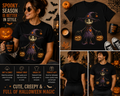 Halloween Scarecrow Witch Pumpkin Graphic T-Shirt – Spooky Cute Witchy Fall Tee for Women Men