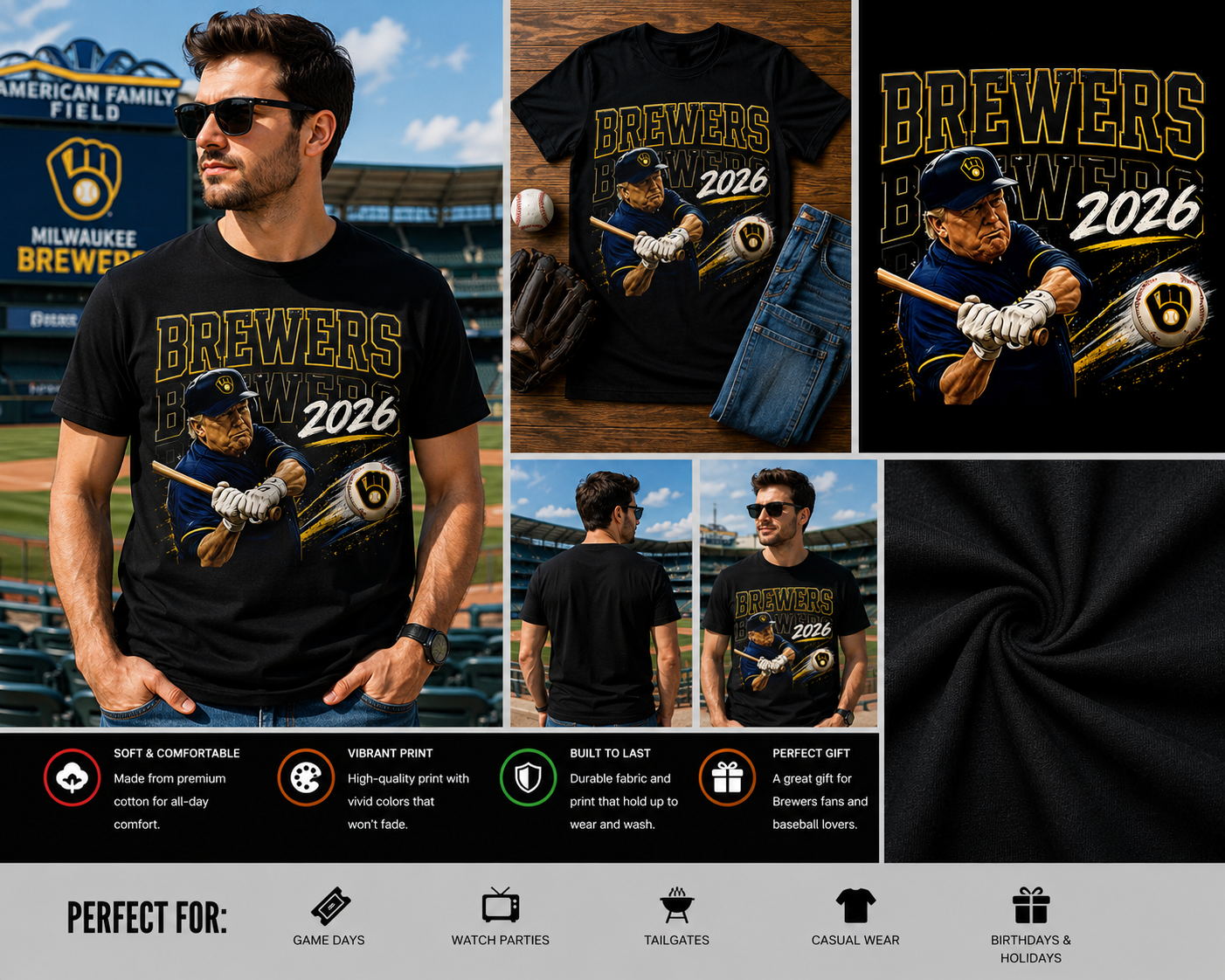 Brewers 2026 Baseball Fan T-Shirt – Milwaukee Brewers Inspired Vintage Sports Graphic Tee