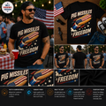 Pig Missiles & Freedom Patriotic Hot Dog Rocket T-Shirt – Funny 4th of July American BBQ Graphic Tee