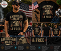 American Made & Free Bald Eagle Patriotic T-Shirt – Vintage USA Flag Independence Day Graphic Tee