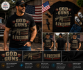 God Guns & Freedom Patriotic T-Shirt – Vintage American Flag Rifle Graphic Tee