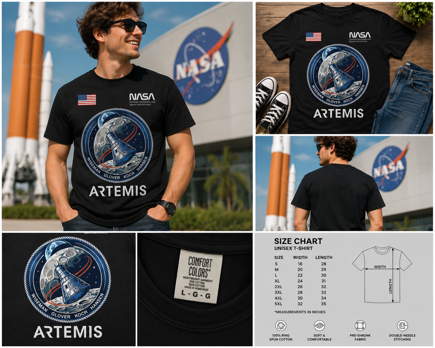 NASA Artemis Mission Patch T-Shirt – Moon Exploration Space Program Graphic Tee