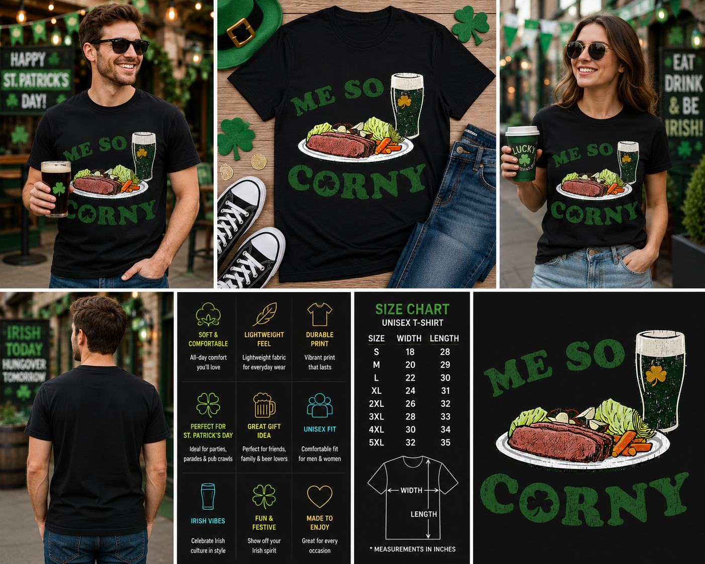 Me So Corny St. Patrick’s Day Shirt – Funny Corned Beef & Beer Irish Graphic Tee