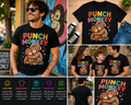 Punch Monkey Cute Cartoon Monkey Hugging Graphic T-Shirt for Kids & Adults