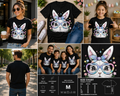 Cute Bunny Rabbit Face with Tie Dye Glasses Happy Easter Graphic T-Shirt