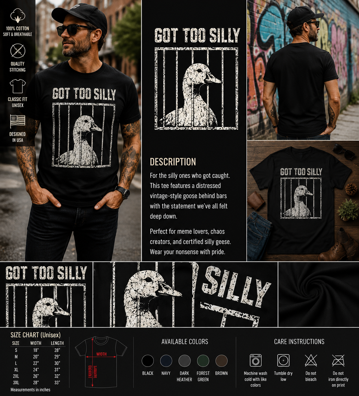 Got Too Silly Goose Funny Meme T-Shirt – Vintage Retro Humor Graphic Tee