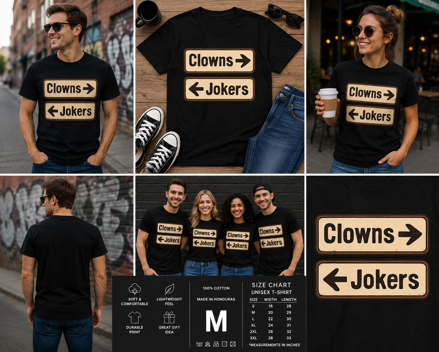 Clowns and Jokers Funny Sarcastic Direction Sign T-Shirt