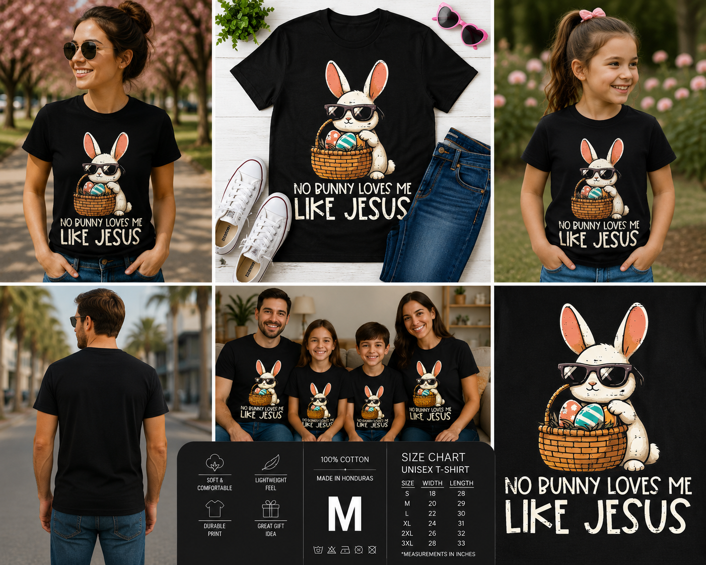 No Bunny Loves Me Like Jesus Easter Bunny Christian T-Shirt for Kids Women Men