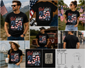 Red White & 250 Patriotic T-Shirt, America 250th Anniversary Tee, USA Flag Independence Day Shirt, 4th of July Celebration Gift