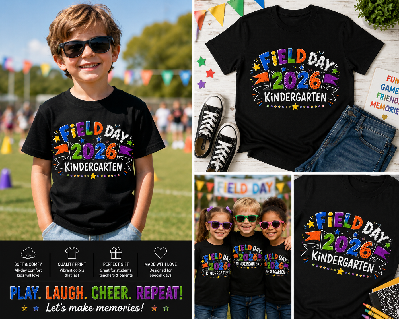 Kindergarten Field Trip & Field Day Graphic T-Shirt